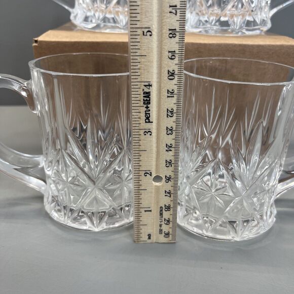 CRISTAL D'ARQUES DURAND Chantilly Taille Beaugency MUG Glass SET Coffee Set 4 - Picture 3 of 7